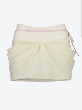 Mode mischief pouf mini skirt buttercream w/ pink tie